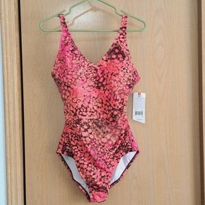 SPEEDO One Piece Swimsuit Animal Print/Abstract Pink Size 14 NWT